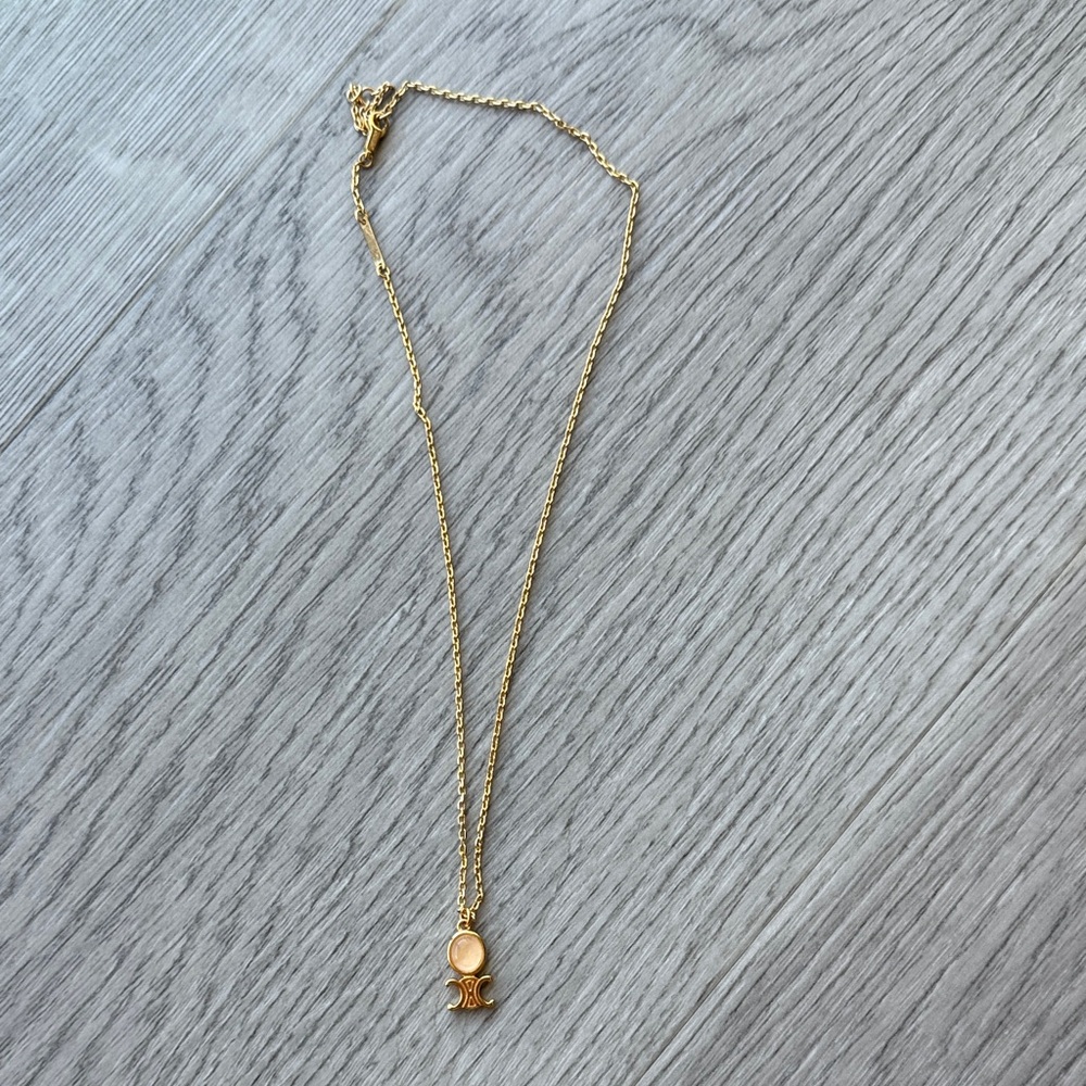 Celine Gold Necklace with Light Pink Pendant